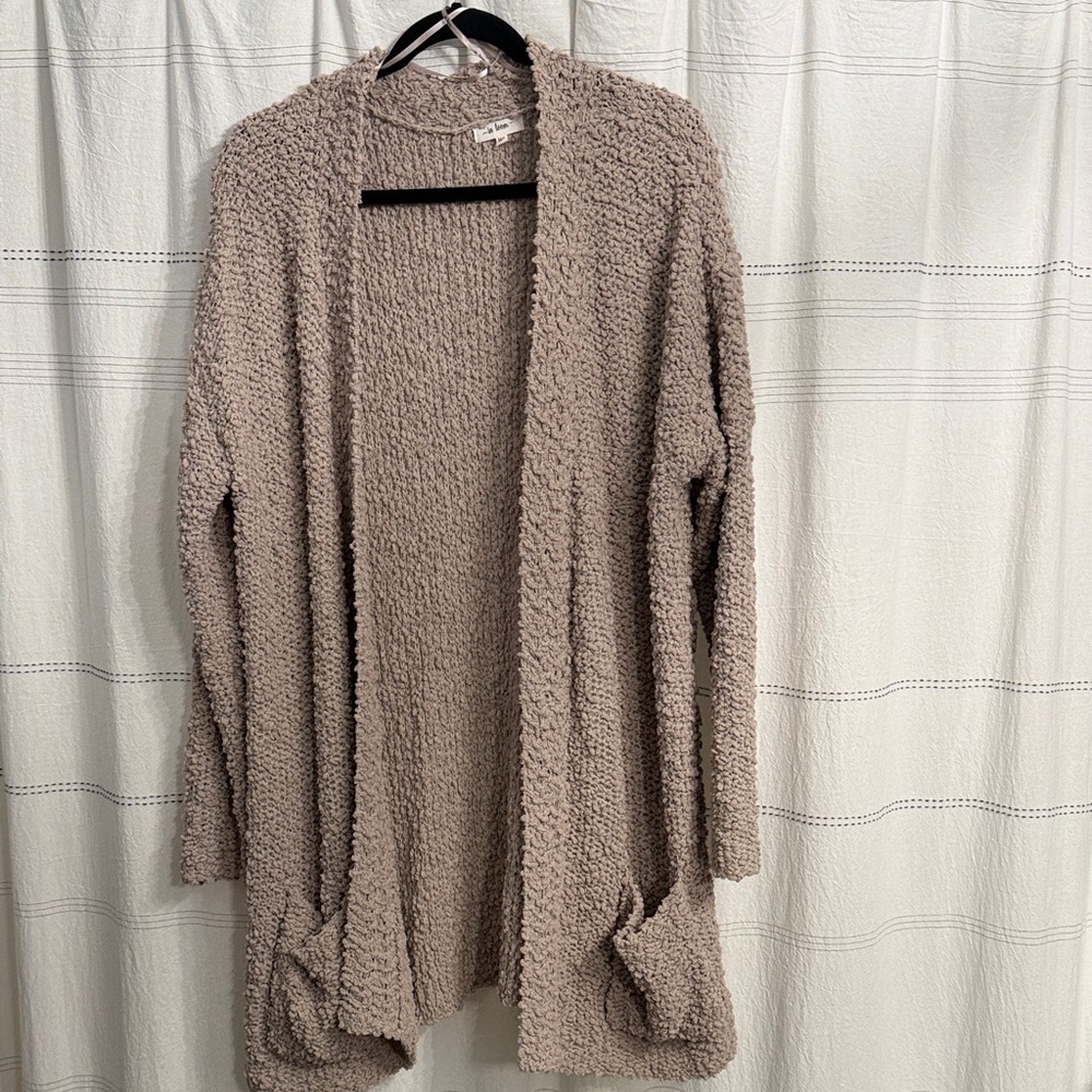 Chic Taupe Open-Front Cardigan